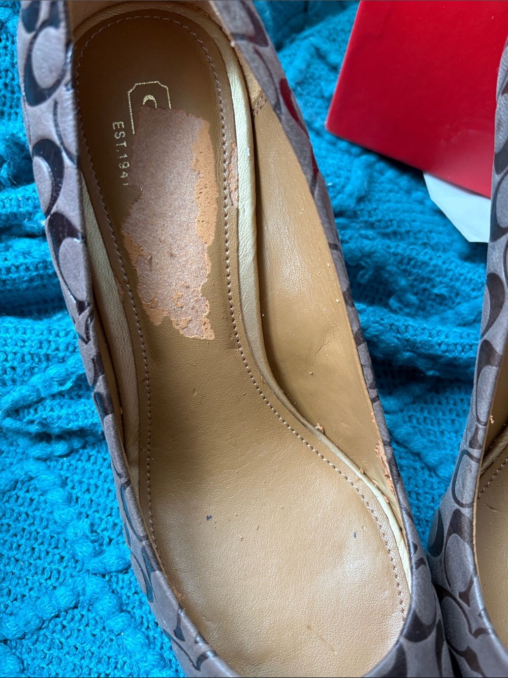 Coach Brown Signature Canvas Pointed-Toe Pumps - Picture 2 of 7